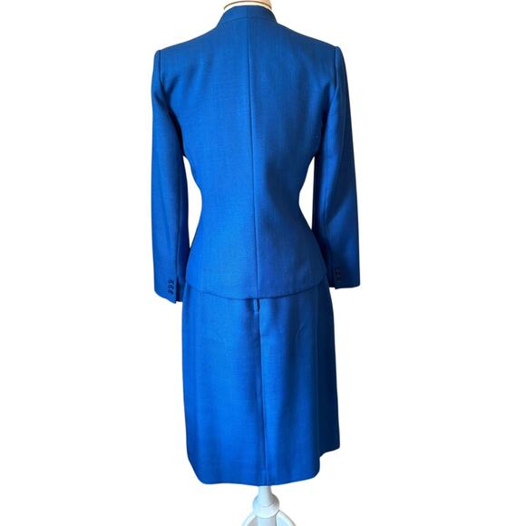 Executive Suite Women's 12 Cobalt Blue Vintage Skirt Blazer Two Piece Lined Set - Picture 6 of 10